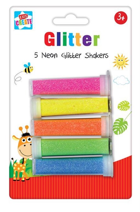 "5 Neon Glitter Shaker" assortert strøglitter