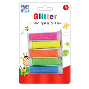 "5 Neon Glitter Shaker" assortert strøglitter