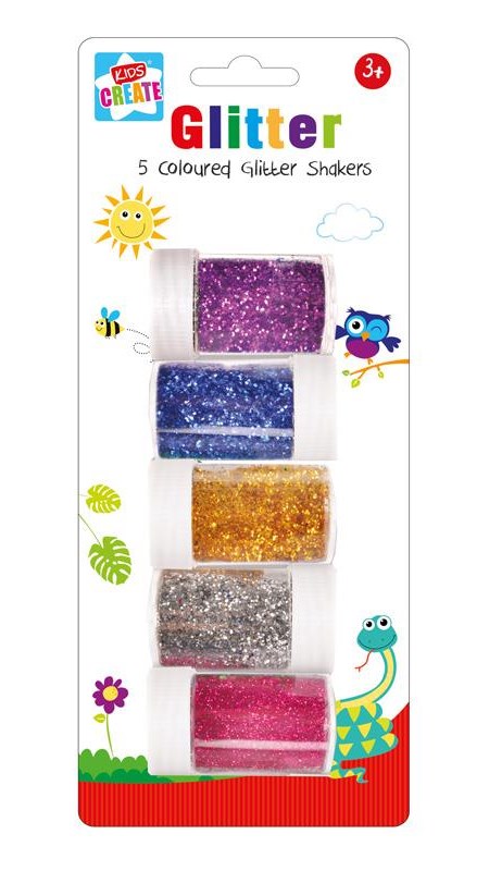 "5 Glitter Shakers", 5 ass farger