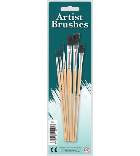 Pensler, "Artist Brushes" 6 stk. assorterte