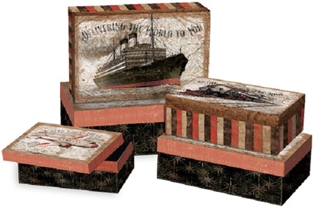 "Vintage Travel" Interiør-eskesett (Bob's Boxes) 5-stack