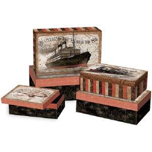 "Vintage Travel" Interiør-eskesett (Bob's Boxes) 5-stack