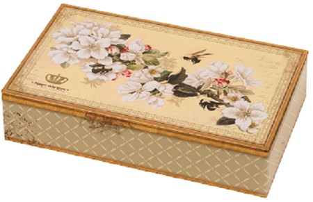 "Flowers & Bees" Flat Lid Hinged