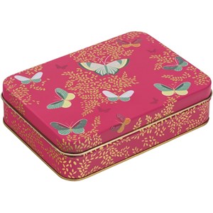 "Sara Miller - Pink Butterfly" Small Rectangular Tin
