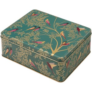 "Sara Miller - Green Birds" Deep Rectangular Tin