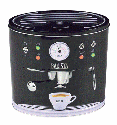 "Coffee Machine Black" oval metall-boks