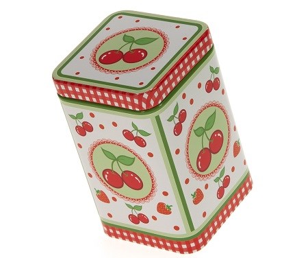 "Cherries" liten kvadratisk metall-eske