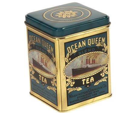 "Ocean Queen" Te-boks kvadratisk metall-eske