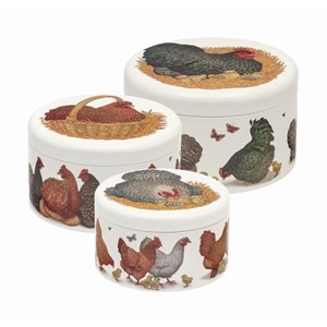 "Hens - Vanessa Lubach" Set of 3 Round Cake Tins