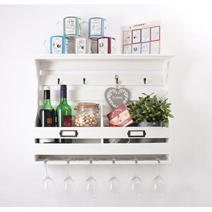 Storage Unit With Wine Glass Storage White
