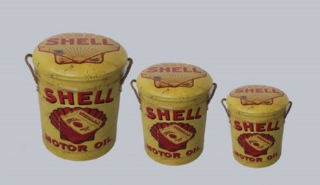 "Shell" Sett med 3 stk. tønne-puffer