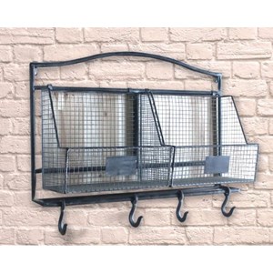 "Industrial Iron Frame Cage and Meat Hook" Hylle m/kroker
