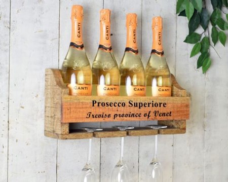 "4 Bottle Prosecco Wall Wine Rack" Tre-hylle