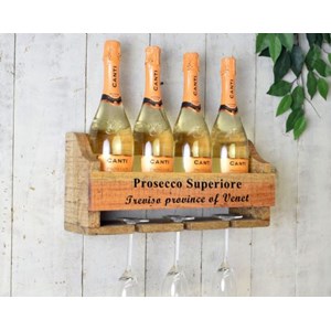 "4 Bottle Prosecco Wall Wine Rack" Tre-hylle