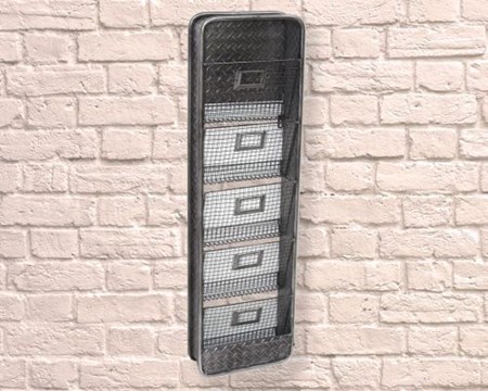 "Industrial Iron Plated Wall Letter Rack" Metall-hylle