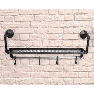 "Industrial Water Pipe Shelf and Hooks" Hatte-hylle