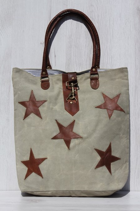 Shopper "Khaki with Leather Stars"