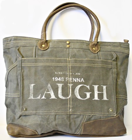 "Laugh" ,Canvas, Large Tote Bag